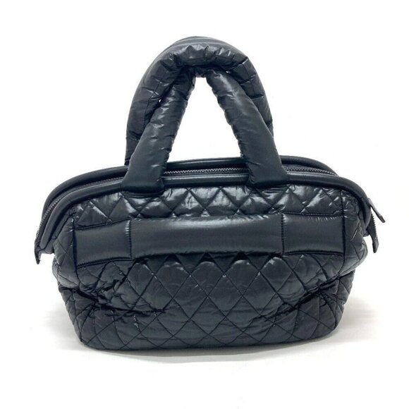 CHANEL A47205 Matelasse Cococoon Bag Hand Bag Tote Bag Nylon Black - Picture 1 of 13